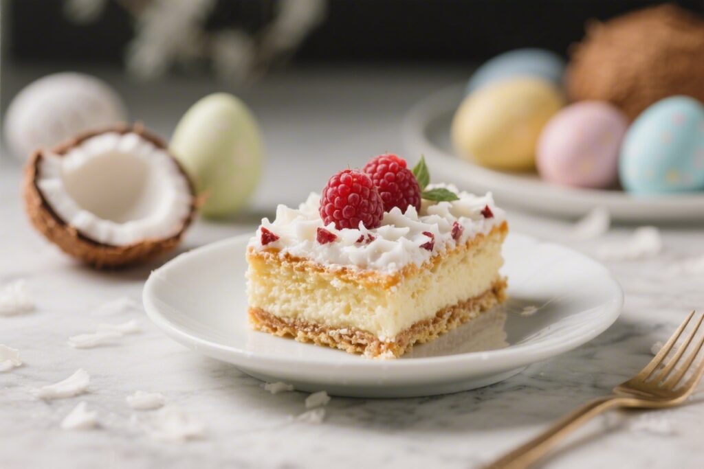 Coconut and Raspberry Easter Slice