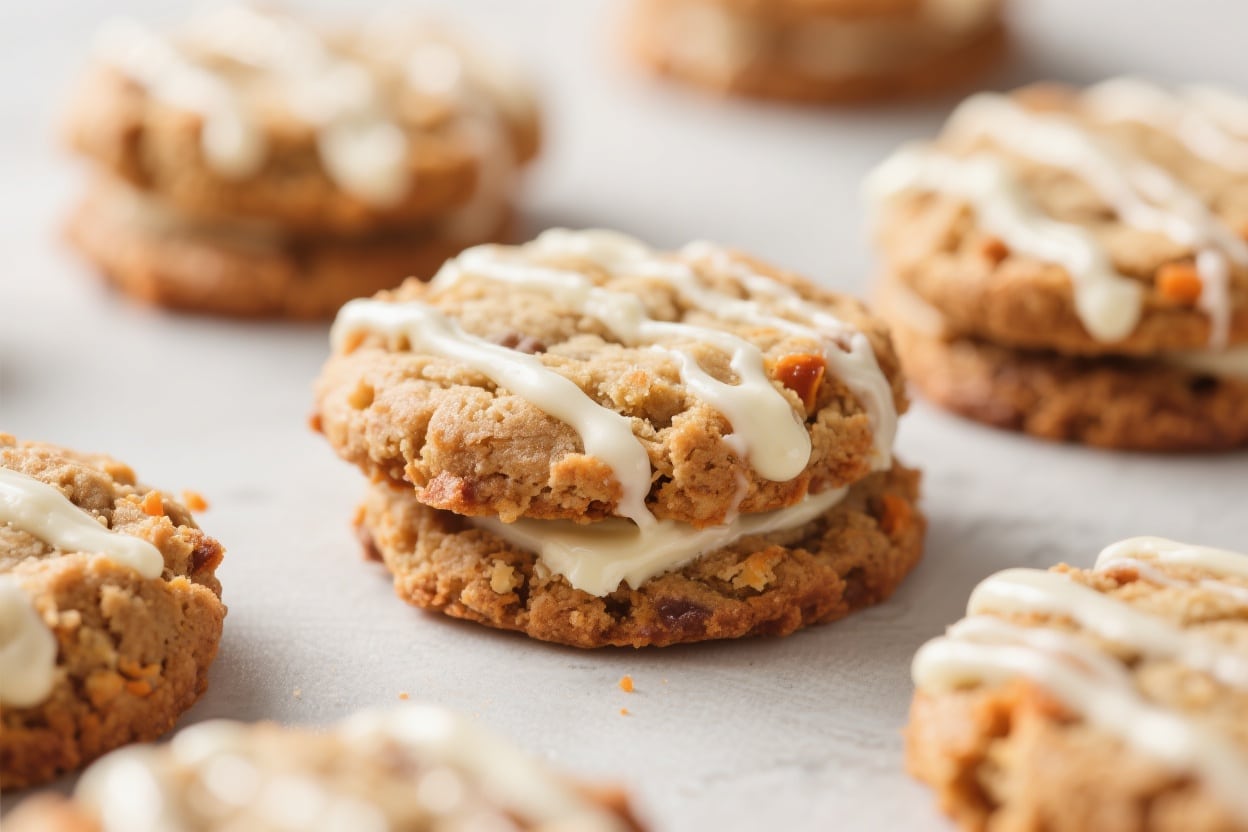 Carrot Cake Cookies With Cream Cheese Drizzle