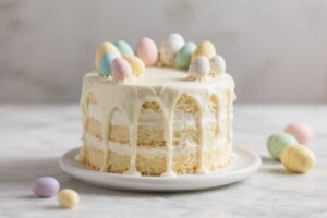 White Chocolate Drip Easter Layer Cake