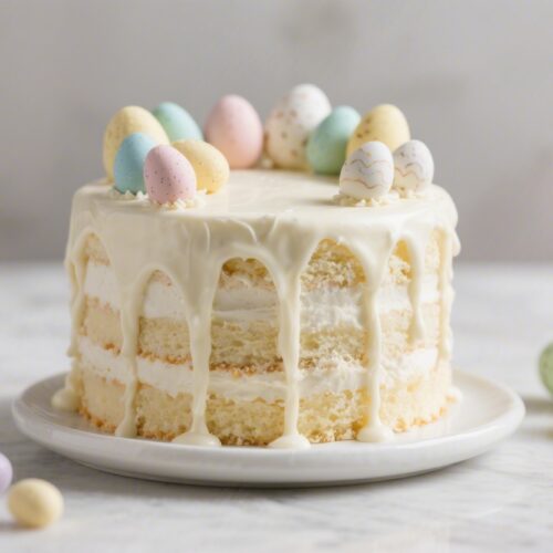 White Chocolate Drip Easter Layer Cake