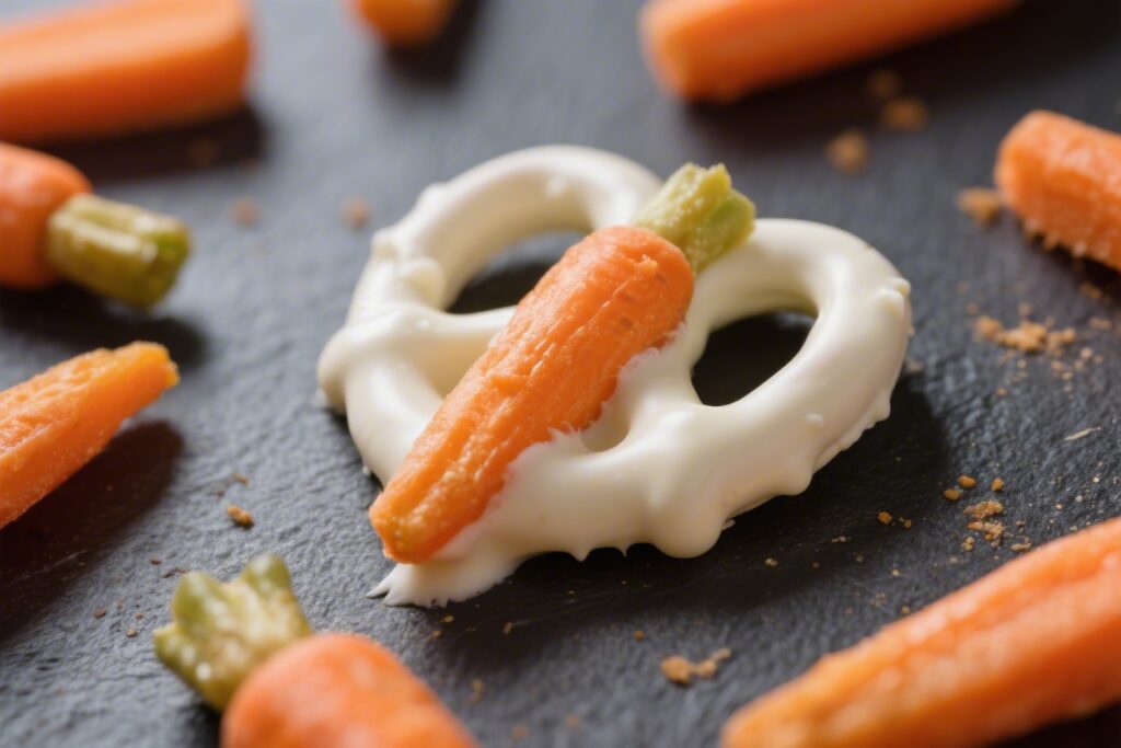 White Chocolate Dipped Pretzel “Carrots”