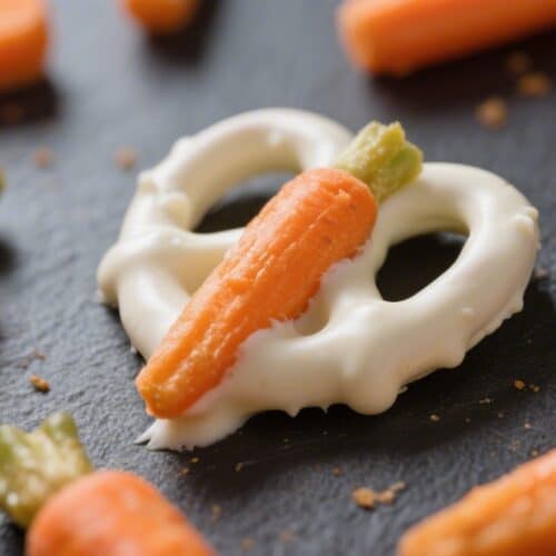 White Chocolate Dipped Pretzel “Carrots”