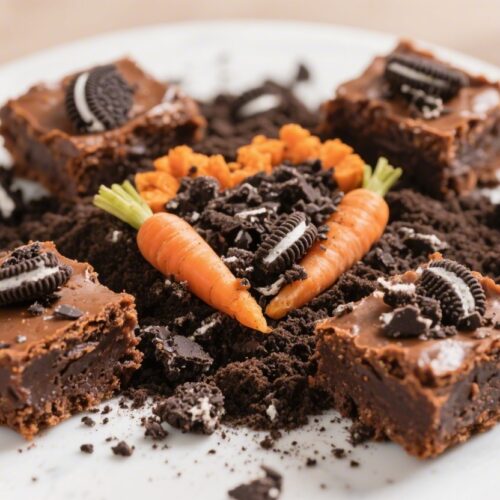 Carrot Patch Brownies with Crushed Oreo