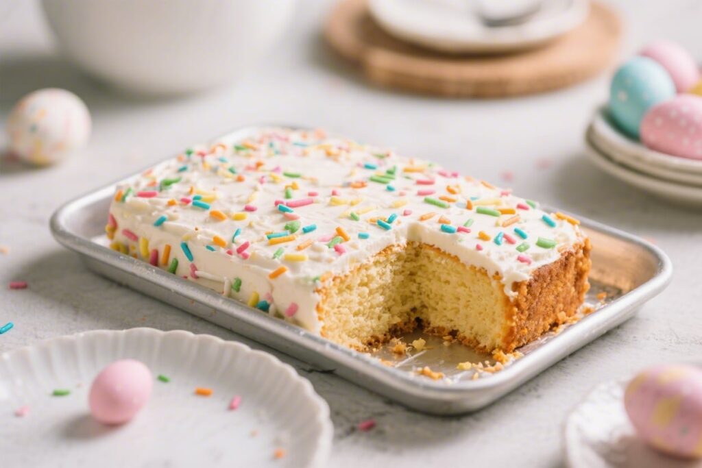 Easter Funfetti Traybake Cake