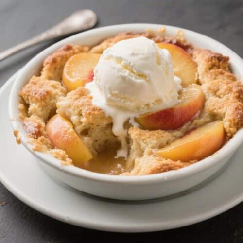 Classic Peach Cobbler With Vanilla Ice Cream - Comforting, Juicy, and Easy