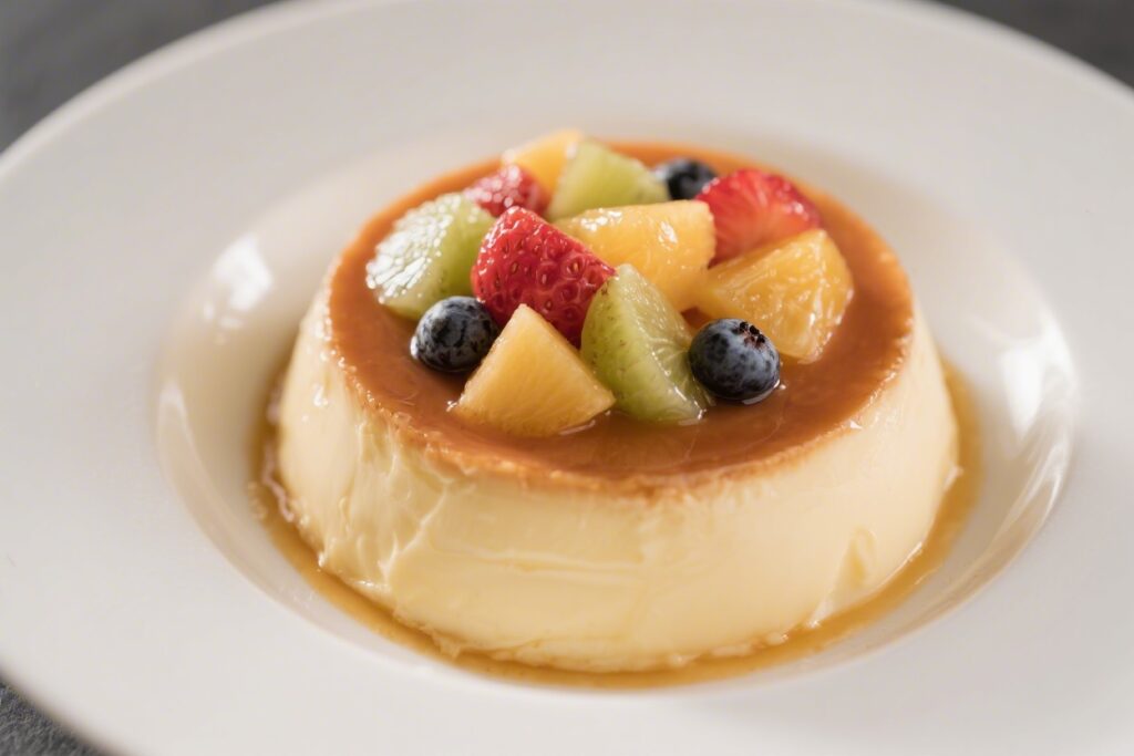 Creamy Fruit Custard Dessert With Mixed Fruit