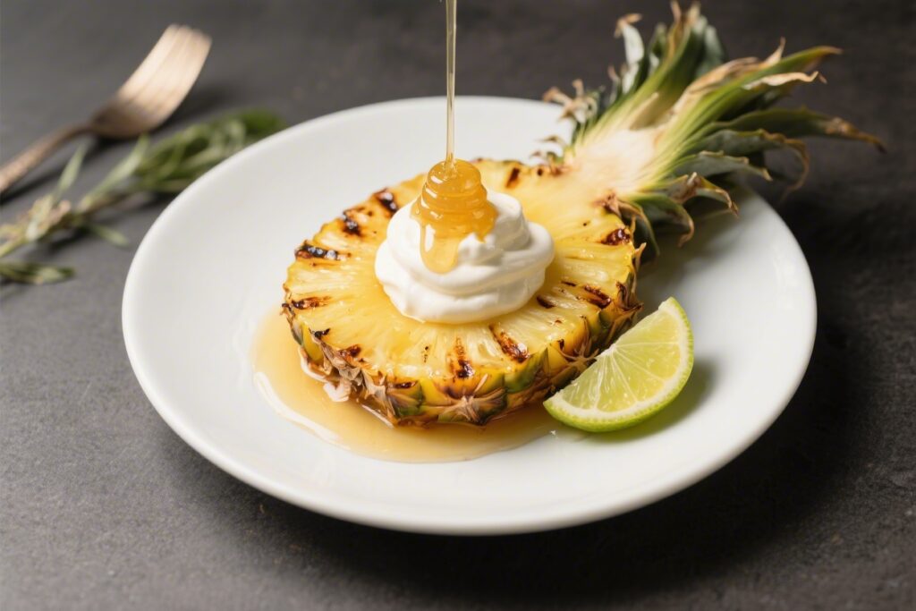 Grilled Pineapple With Honey Lime Cream