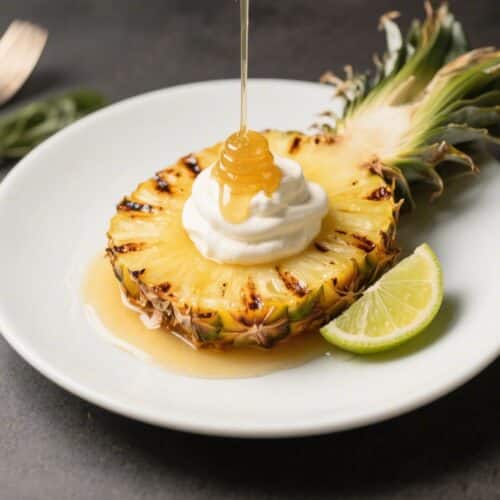 Grilled Pineapple With Honey Lime Cream