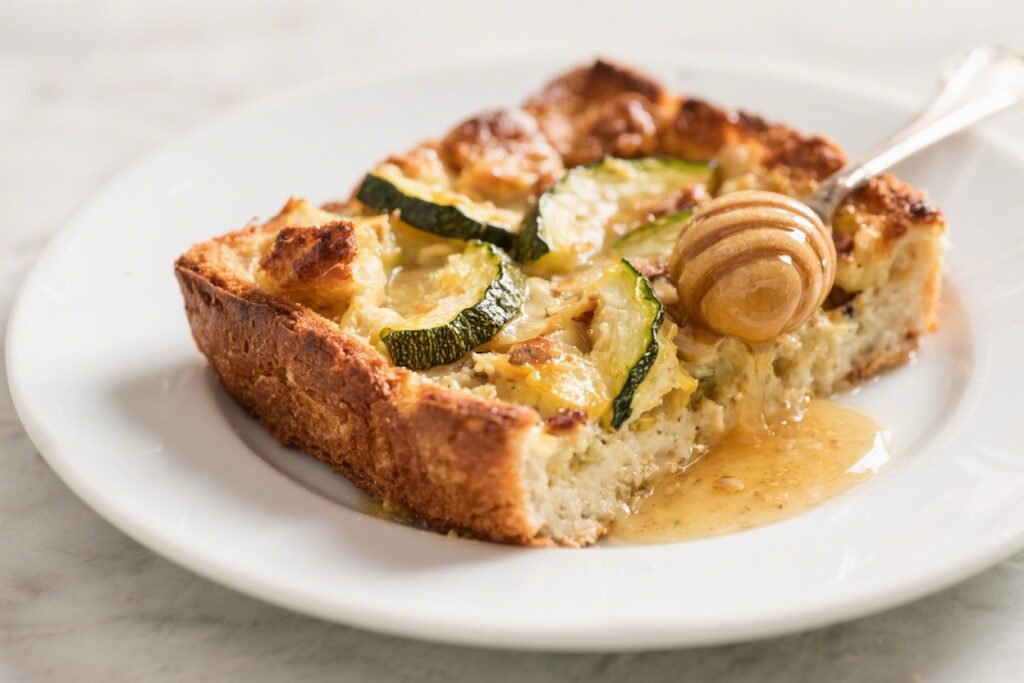 Savoury-Sweet Bread Pudding with Summer Squash & Honey