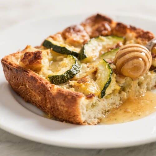 Savoury-Sweet Bread Pudding with Summer Squash & Honey