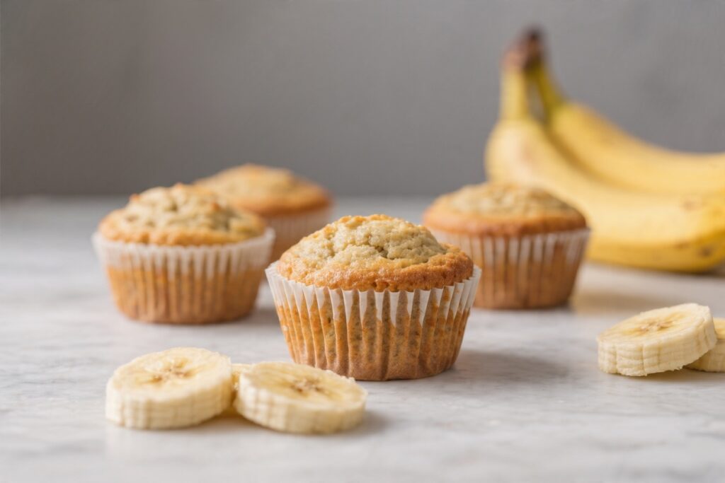 Healthy 3 Ingredient Banana Muffins