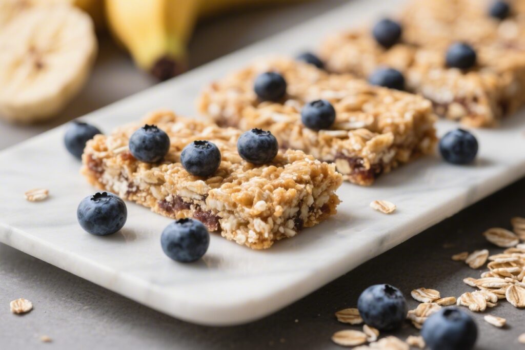 Healthy Banana Oat Bars with Blueberries