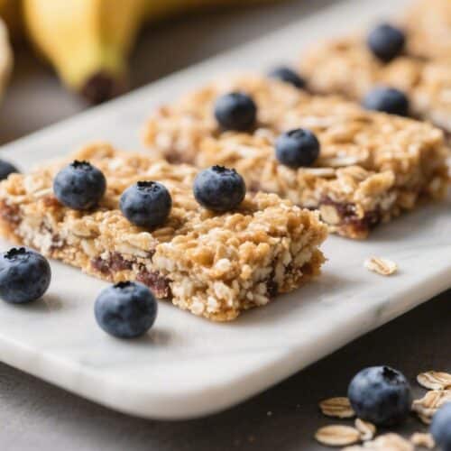 Healthy Banana Oat Bars with Blueberries