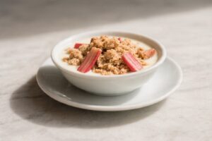 Rhubarb Crumble With Custard