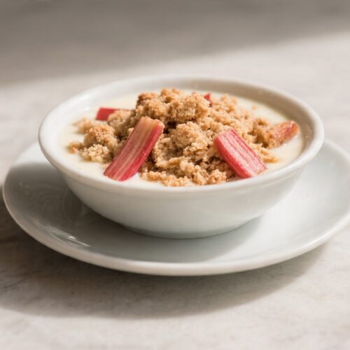 Rhubarb Crumble With Custard