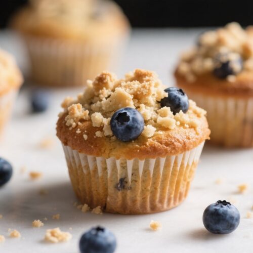 Buttery Crumble Topped Blueberry Muffins