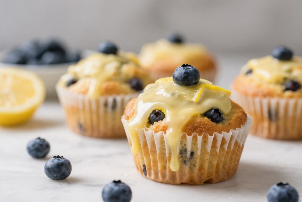 Glazed Lemon Blueberry Muffins