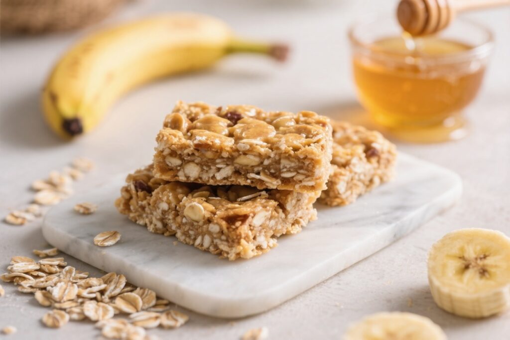 Healthy Banana Oat Dessert Bars with Honey