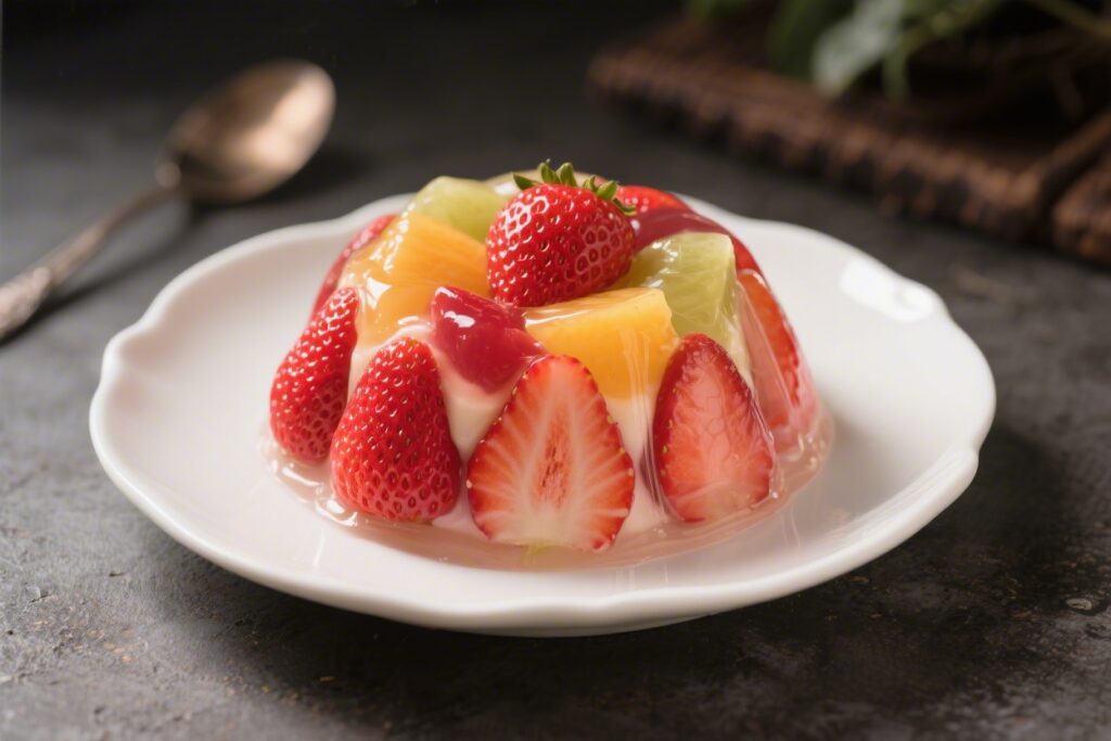 Retro Strawberry Gelatin Fruit Dessert