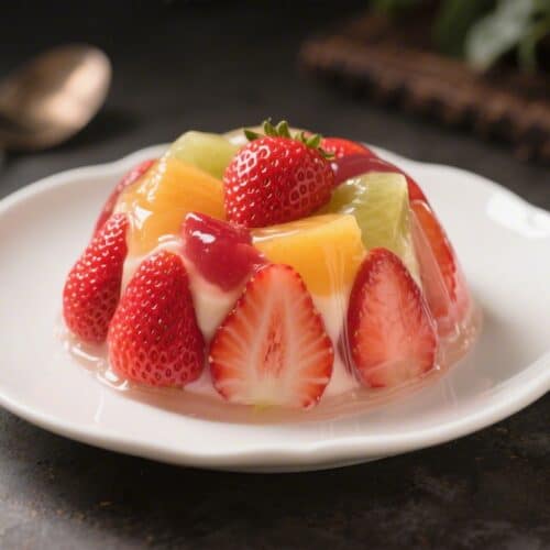 Retro Strawberry Gelatin Fruit Dessert