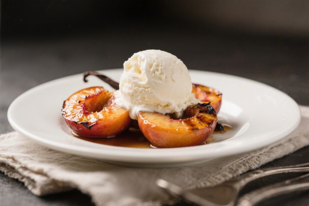 Roasted Stone Fruit with Vanilla Ice Cream