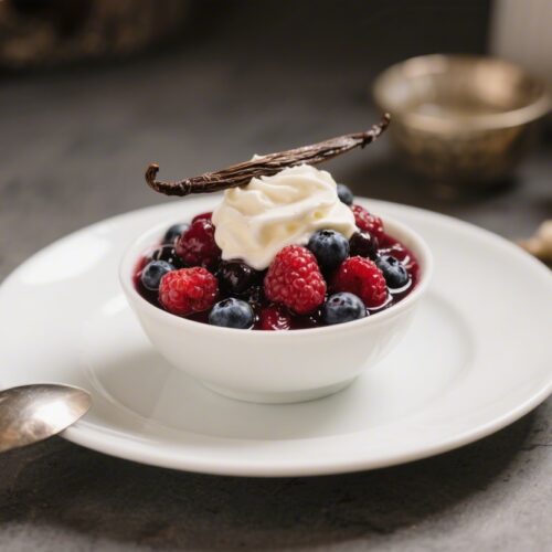 Simple Mixed Berry Compote with Vanilla Cream