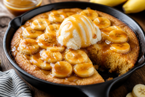Quick Banana Skillet Cake With Caramel