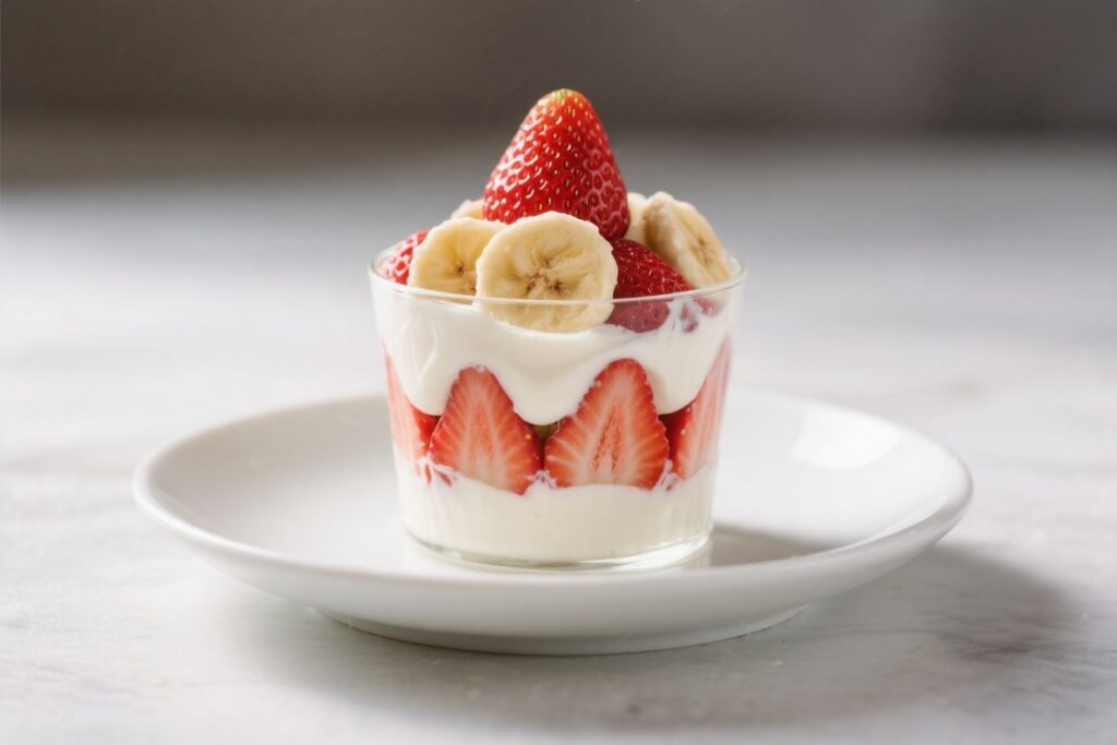 Strawberry and Banana Dessert Parfait With Yogurt