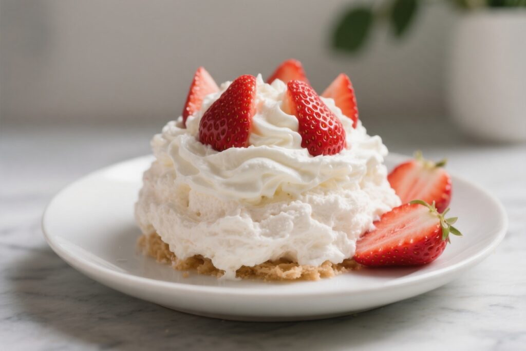 Keto Fluff Dessert With Strawberry and Cream