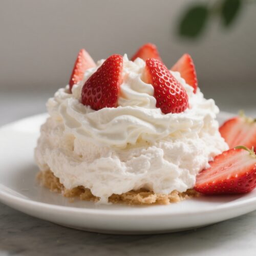 Keto Fluff Dessert With Strawberry and Cream