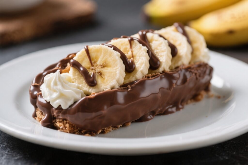 No Bake Banana Split Dessert with Chocolate and Cream
