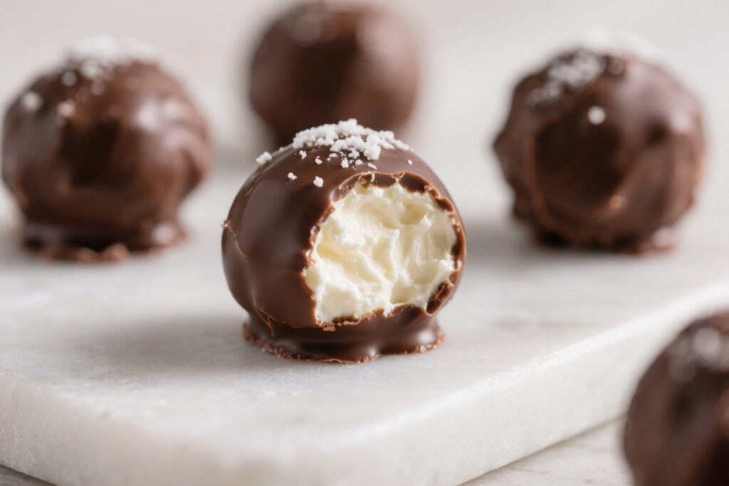 Keto Cream Cheese Dessert Balls With Chocolate Coating