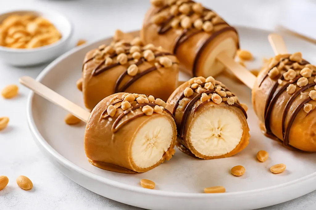 Frozen Banana Dessert Pops with Peanut Butter Coating