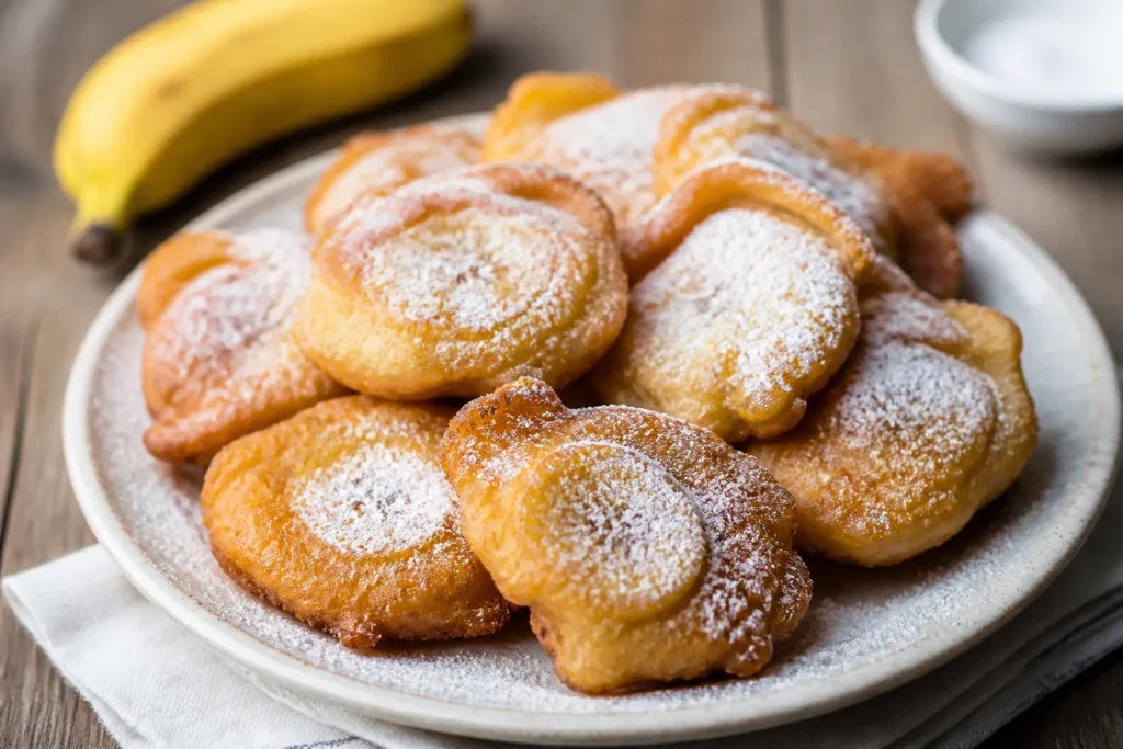 Quick Banana Dessert Fritters with Sugar Dusting