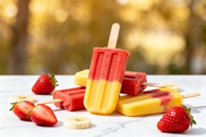 Strawberry and Banana Dessert Smoothie Popsicles