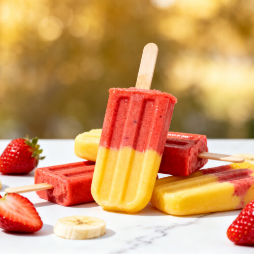 Strawberry and Banana Dessert Smoothie Popsicles
