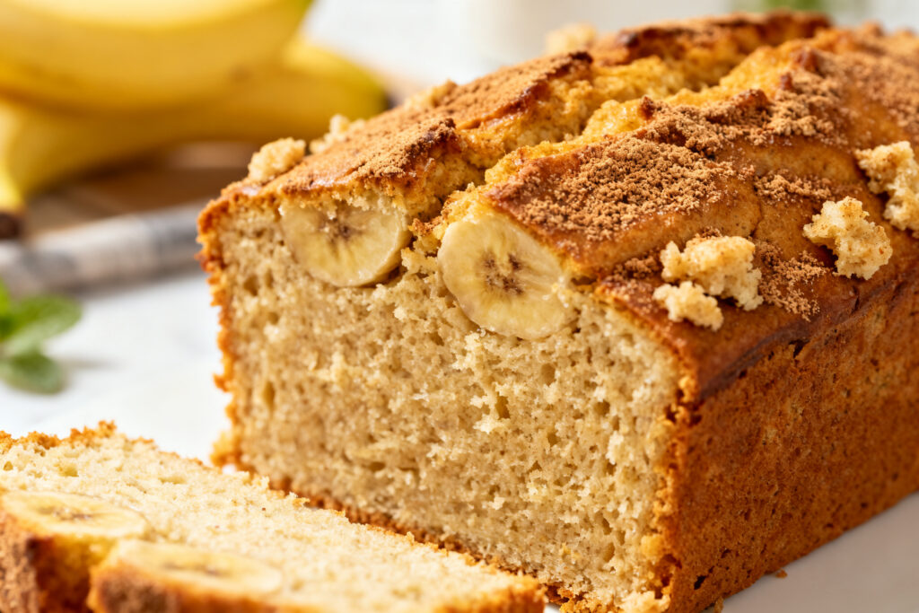 Banana Bread With Cinnamon Sugar Topping